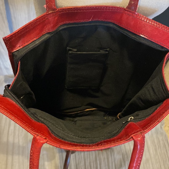 Red Leather Tote Made in Czechoslovakia - Picture 5 of 5